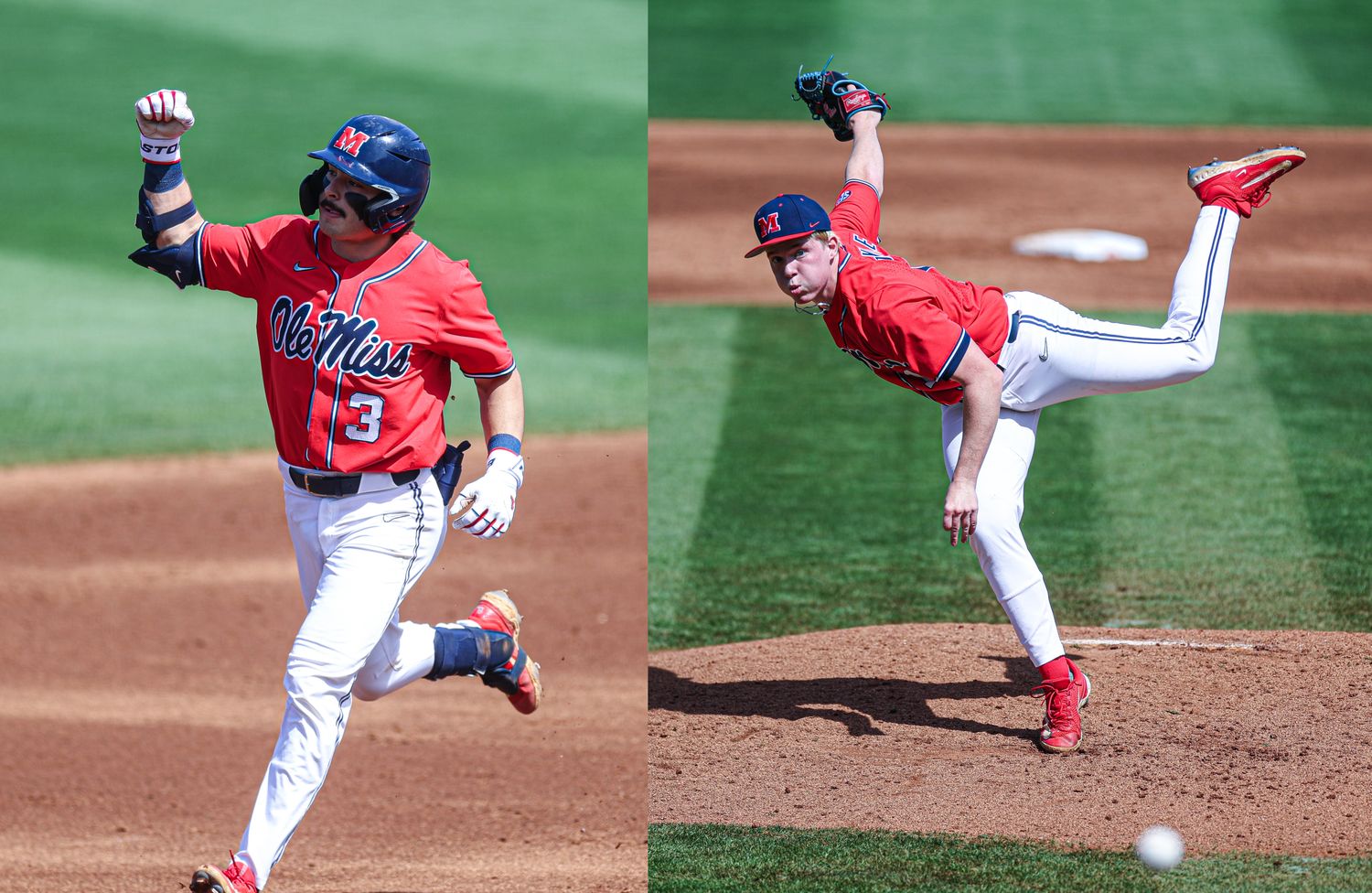 Ole Miss Rebels Andrew Fischer (left) and Liam Doyle on Saturday vs. South Carolina